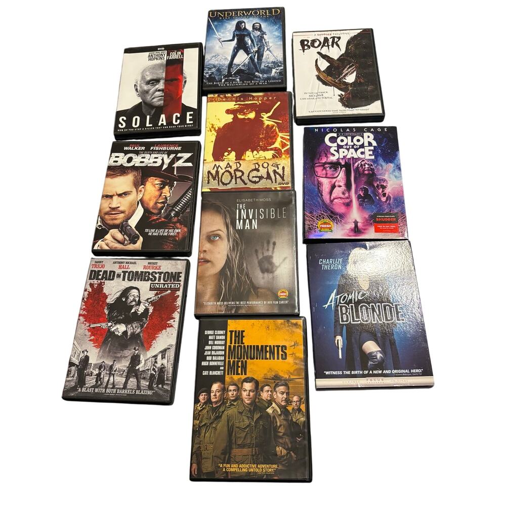 Lot of 10 Action & Horror DVDs Atomic Blonde Underworld Color Out